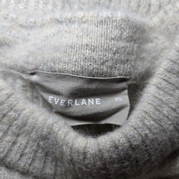 Everlane Women’s XS Off White Gray Cropped Crewneck Sweater Alpaca Wool Blend - Picture 3 of 7